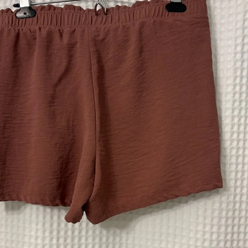 Chic High Waist Women's Shorts in Rose Brown Size Lg